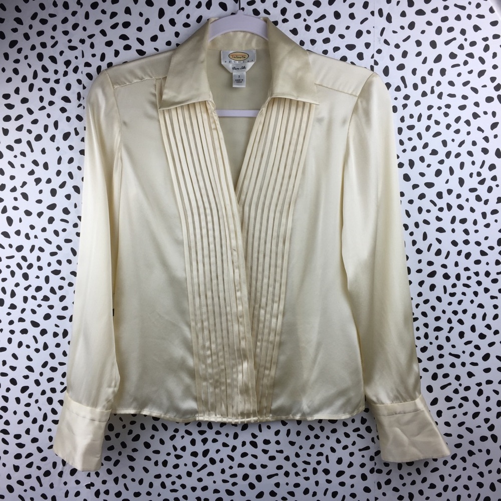 Talbots Pure Silk Tucked Blouse Size 2